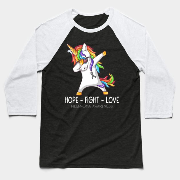 Hope Fight Love Melanoma Awareness Support Melanoma Warrior Gifts Baseball T-Shirt by ThePassion99